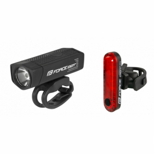 Svetlo na bicykel - FORCE-DOR USB FRONT/REAR Čierna