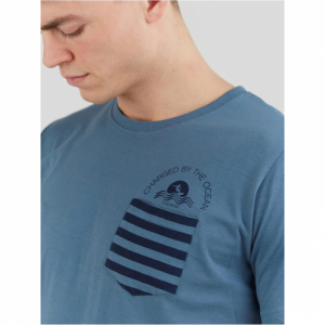 Pánske tričko s krátkym rukávom - FUNDANGO-Jaggy Pocket T-shirt-460-turkis Modrá XXL 2