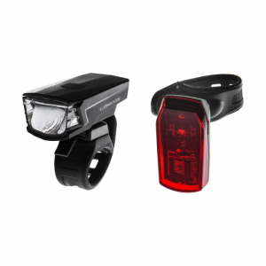Svetlo na bicykel - LONGUS-Svetlá set SINGLE 1+1LED 2f/2f USB/bat čierne Čierna