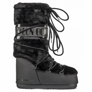 Dámske zimné topánky vysoké - MOON BOOT-Classic Faux Fur black Čierna 35/38