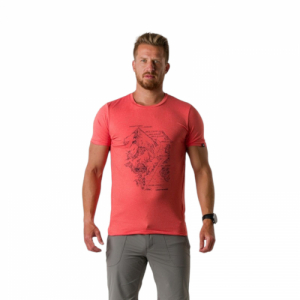 Pánske turistické tričko s krátkym rukávom - NORTHFINDER-HERBERT -TR-3815OR-362-red Červená XXL