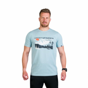 Pánske turistické tričko s krátkym rukávom - NORTHFINDER-JEDEDIAH-368-skyblue Modrá XXL