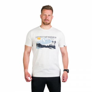 Pánske turistické tričko s krátkym rukávom - NORTHFINDER-JEDEDIAH-377-white Biela XXL