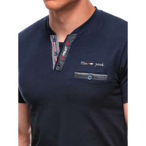 Pánske tričko s krátkym rukávom s v-výstrihom - OMBRE-T-shirt S1991 navy Modrá M 1