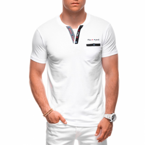 Pánske tričko s krátkym rukávom s v-výstrihom - OMBRE-T-shirt S1991 white Biela M