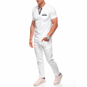 Pánske tričko s krátkym rukávom s v-výstrihom - OMBRE-T-shirt S1991 white Biela M 1