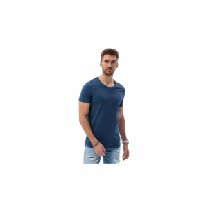Pánske tričko s krátkym rukávom s V-výstrihom - OMBRE-T-shirt SS-S1369-V13-DARK BLUE Modrá XL