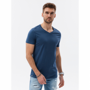 Pánske tričko s krátkym rukávom s V-výstrihom - OMBRE-T-shirt SS-S1369-V13-DARK BLUE Modrá XL 1