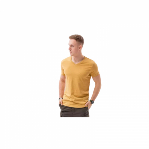Pánske tričko s krátkym rukávom s V-výstrihom - OMBRE-T-shirt SS-S1369-V19-MUSTARD/MELANGE Žltá M