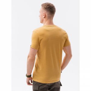 Pánske tričko s krátkym rukávom s V-výstrihom - OMBRE-T-shirt SS-S1369-V19-MUSTARD/MELANGE Žltá M 4