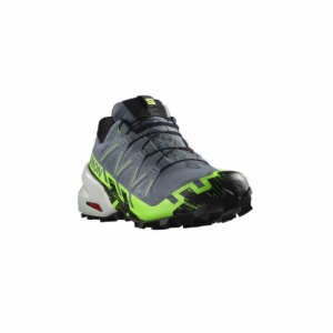 Pánska bežecká trailová obuv - SALOMON-Speedcross 6 GTX flint stone/green gecko/black Šedá 46