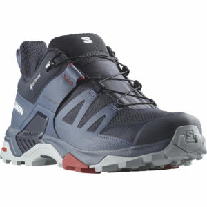Pánska nízka turistická obuv - SALOMON-X Ultra 4 GTX carbon/bering sea/pearl blue Šedá 47 1/3