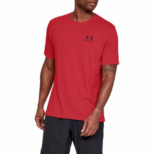 Pánske tréningové tričko s krátkym rukávom - UNDER ARMOUR-SPORTSTYLE LEFT CHEST SS-RED Červená M