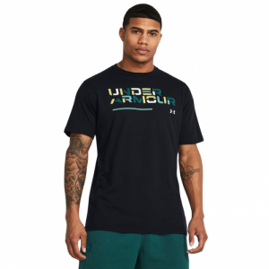 Pánske tričko s krátkym rukávom - UNDER ARMOUR-UA Colorblock Wordmark SS-BLK Čierna XXL
