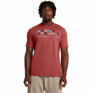 Pánske tričko s krátkym rukávom - UNDER ARMOUR-UA Colorblock Wordmark SS-RED Červená XXL