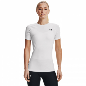 Dámske tréningové tričko s krátkym rukávom - UNDER ARMOUR-UA HG Authentics Comp SS-WHT Biela M
