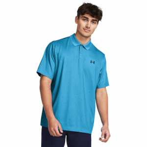 Pánske golfové polo tričko s krátkym rukávom - UNDER ARMOUR-UA Perf 3.0 Printed Polo-BLU Modrá XL