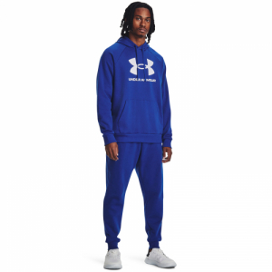 Pánska zateplená mikina s kapucňou - UNDER ARMOUR-UA Rival Fleece Logo HD-BLU Modrá L 4
