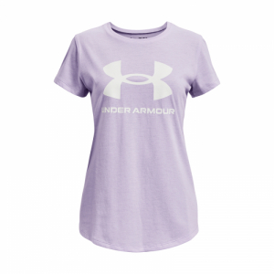 Dievčenské tričko s krátkym rukávom - UNDER ARMOUR-UA SPORTSTYLE LOGO SS-PPL Fialová 149/160