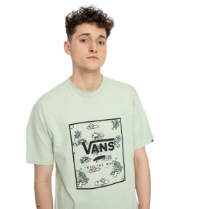 Pánske tričko s krátkym rukávom - VANS-MN CLASSIC PRINT BOX-CELADON GREEN Zelená XS