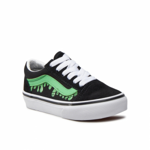 Chlapčenská vychádzková obuv - VANS-UY Old Skool (Suede/Canvas) glow slime black/green Čierna 39