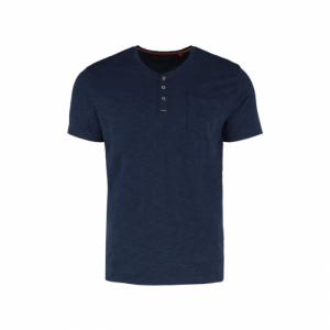 Pánske tričko s krátkym rukávom - VOLCANO-T-WARREN-600M-NAVY MEL I Modrá XL