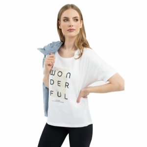 Dámske tričko s krátkym rukávom - VOLCANO-T-WONDERFUL-100-WHITE Biela XL