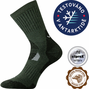 Turistické ponožky - VOXX-MERINO Stabil CLIMAYARN-khaki Zelená 39/42