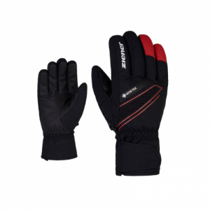 Pánske lyžiarske rukavice - ZIENER-GUNAR GTX-801083-12888-black red Čierna 10,5
